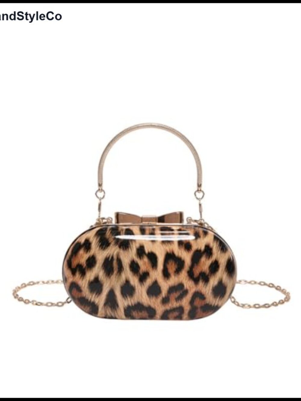 Leopard Print Clutch Evening Tote Bag with Chain Top Handle Satchel Handbag